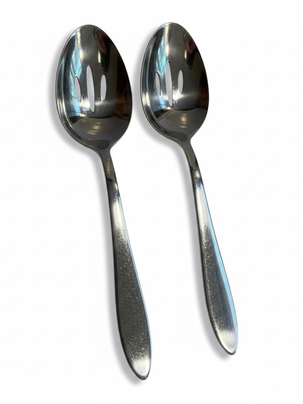 Set of 2 Oneida Stainless Steel Slotted Serving Spoons